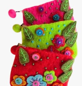 Nepal Felt Flower Coin Purse with Embroidery - Nepal