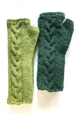 Nepal Hand Warmers Mittens Handknit Wool Solid Cable Design Various Colours - Nepal