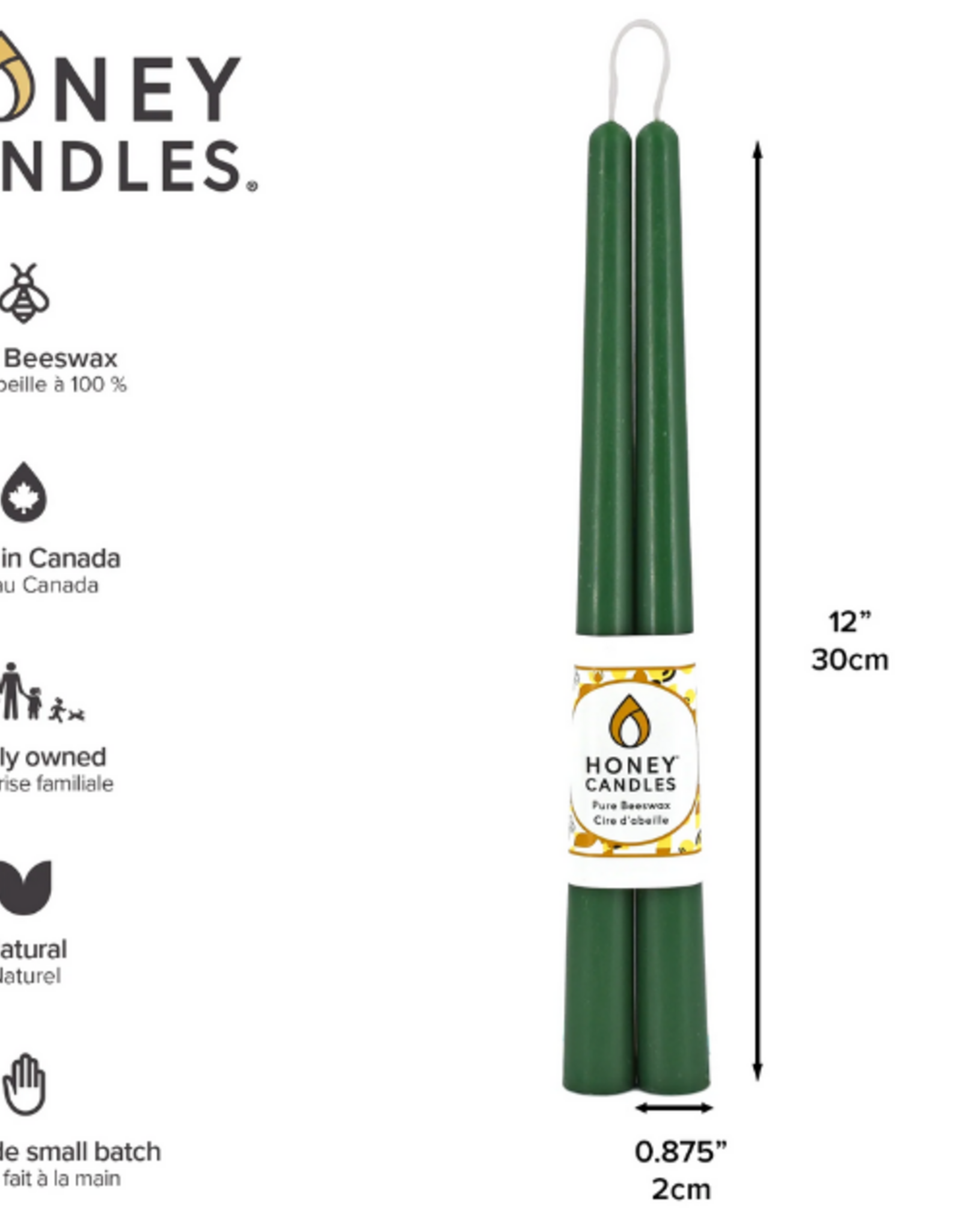 Canada Candle 12" Taper Pair Forest Green - Canada