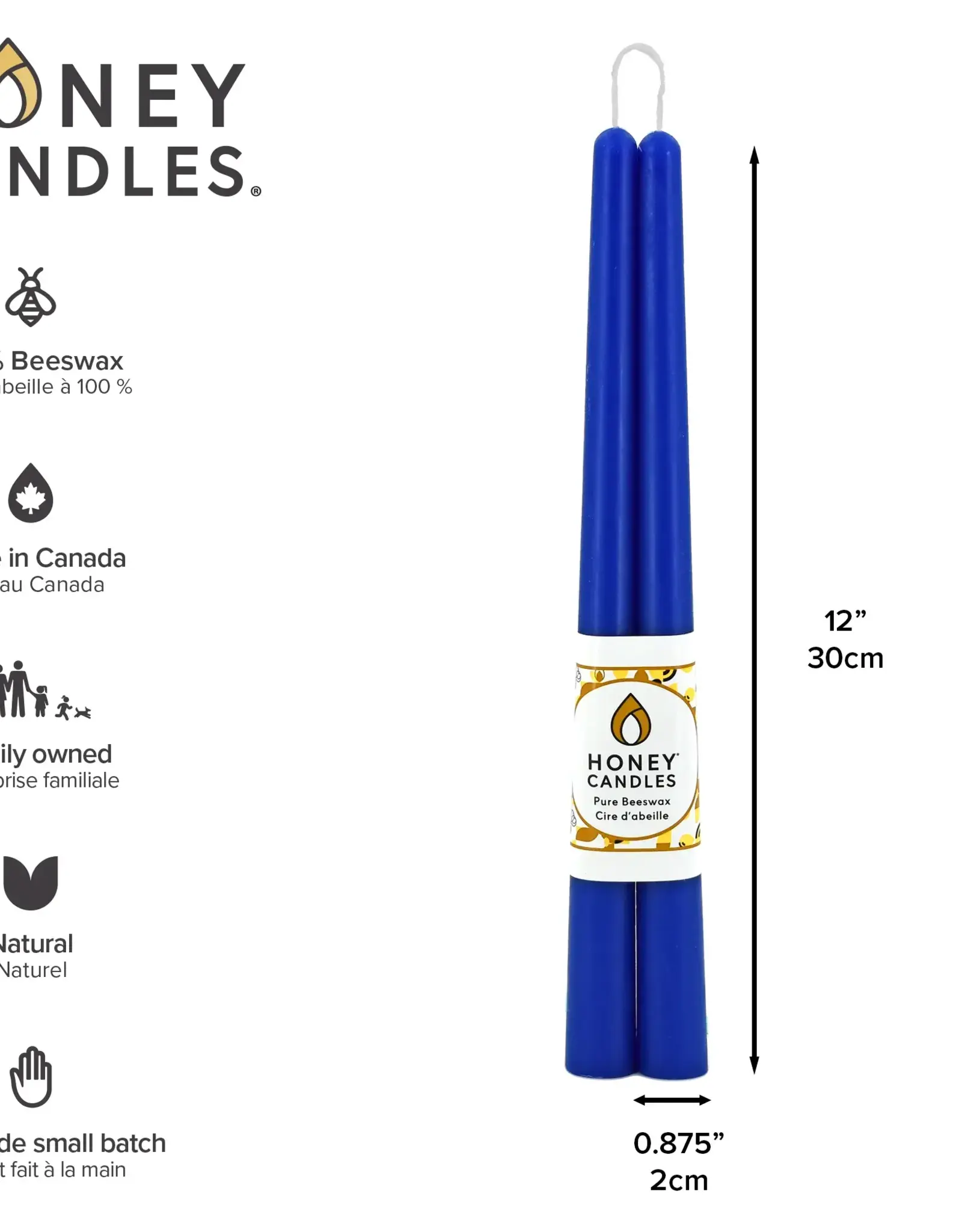 Canada Candle 12" Taper Pair Blue - Canada