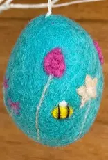 Nepal Felt EasterEgg Flower & Bee Handcrafted - Nepal