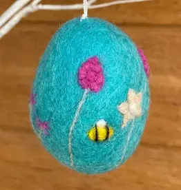 Nepal Felt EasterEgg Flower & Bee Handcrafted - Nepal