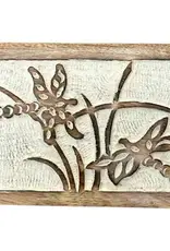 India Dragonfly Box White Washed Wood Box - India