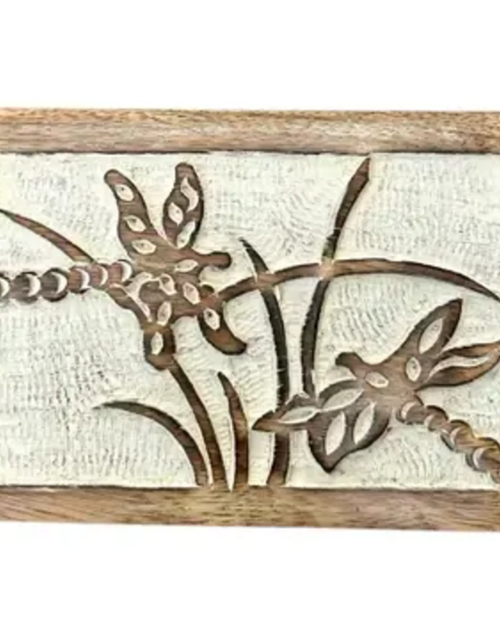 India Dragonfly Box White Washed Wood Box - India