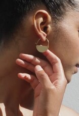 India Earrings Half Moon Matte Gold 1" - India