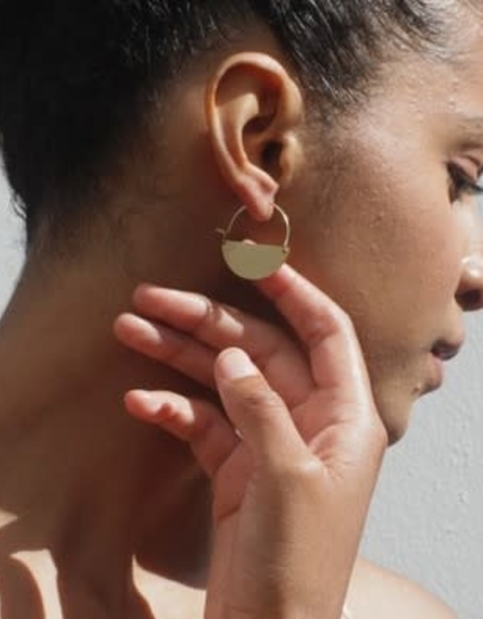 India Earrings Half Moon Matte Gold 1" - India