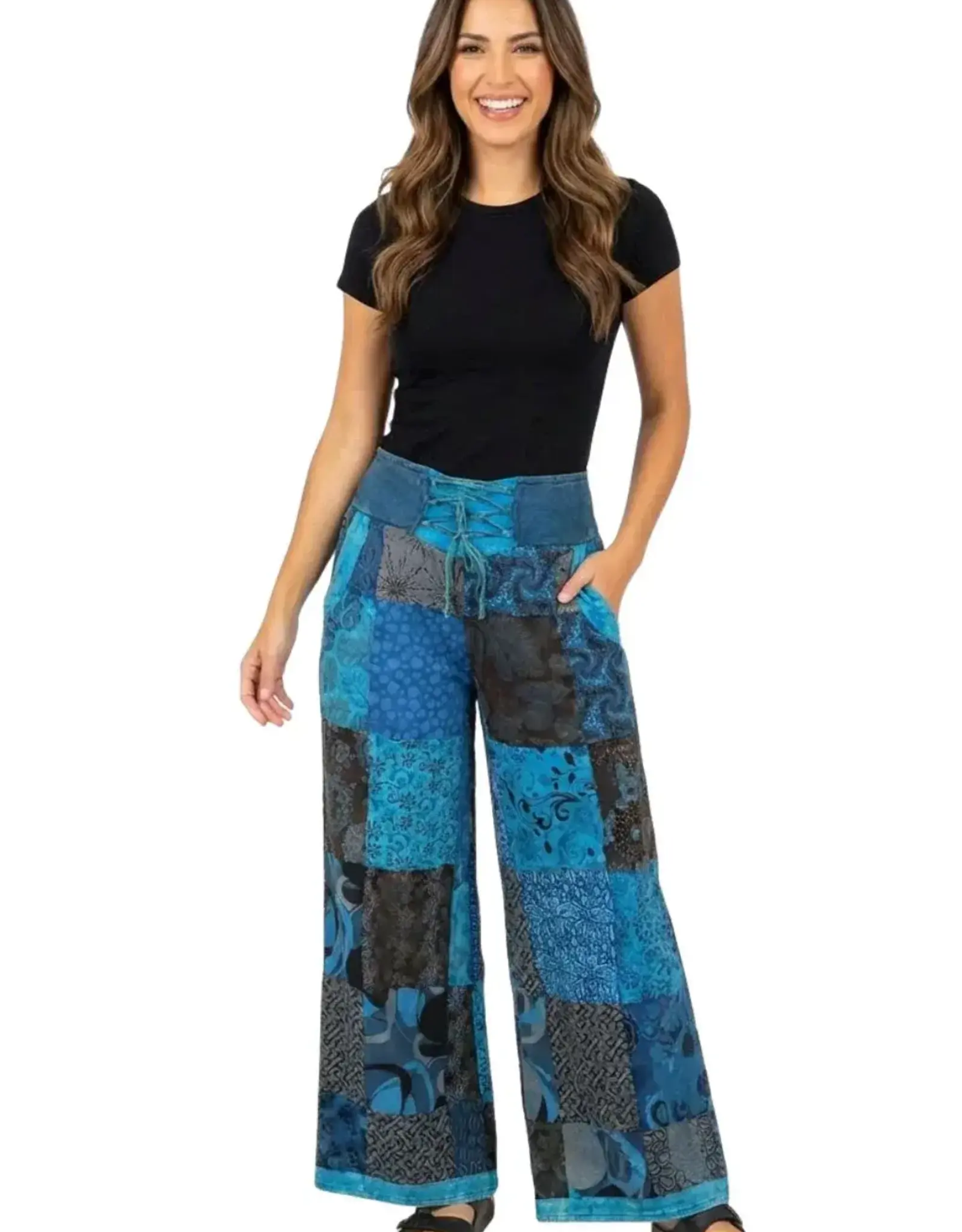 Nepal Pants Talia Patchwork Teal XL - Nepal