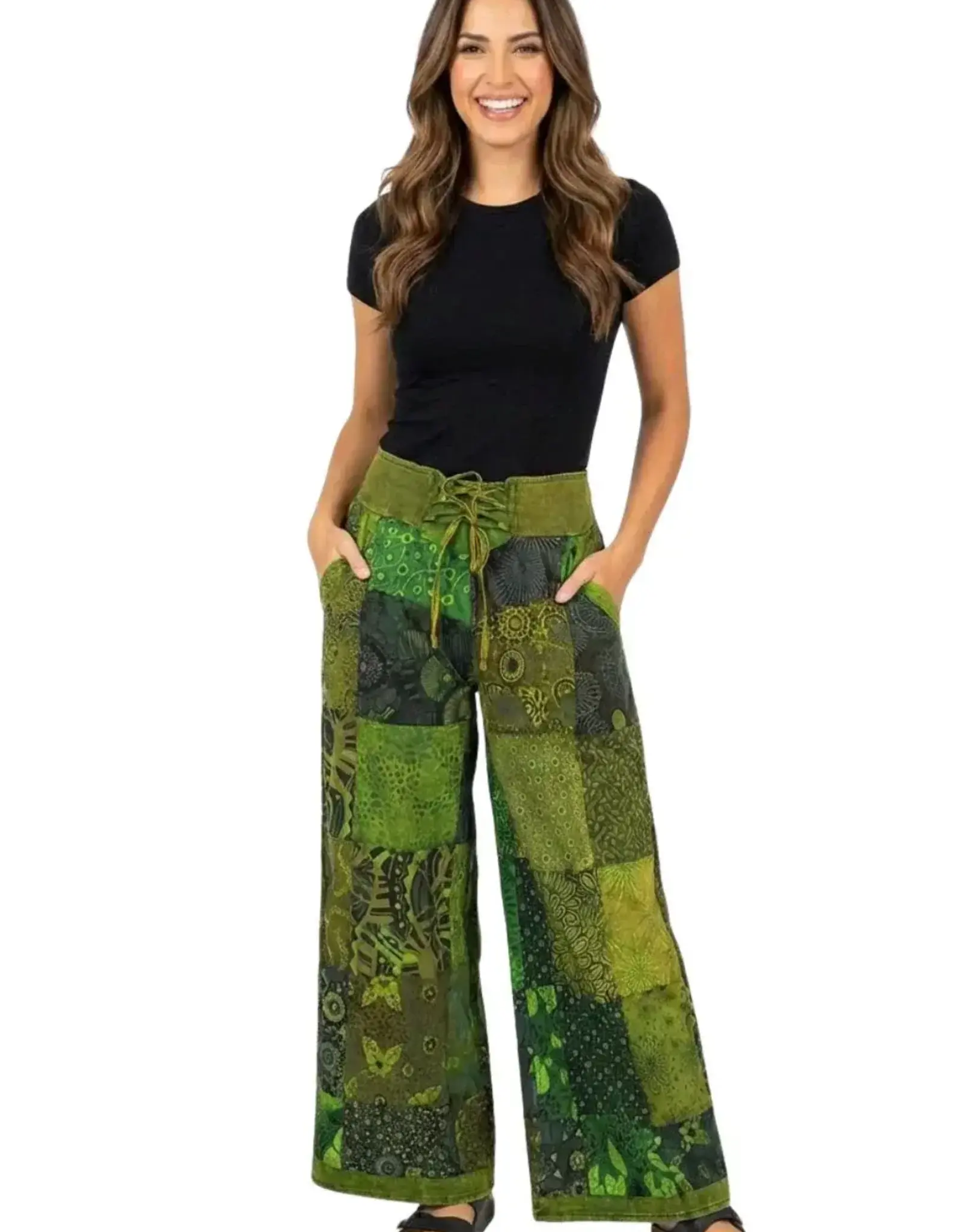 Nepal Pants Talia Patchwork Green XL - Nepal