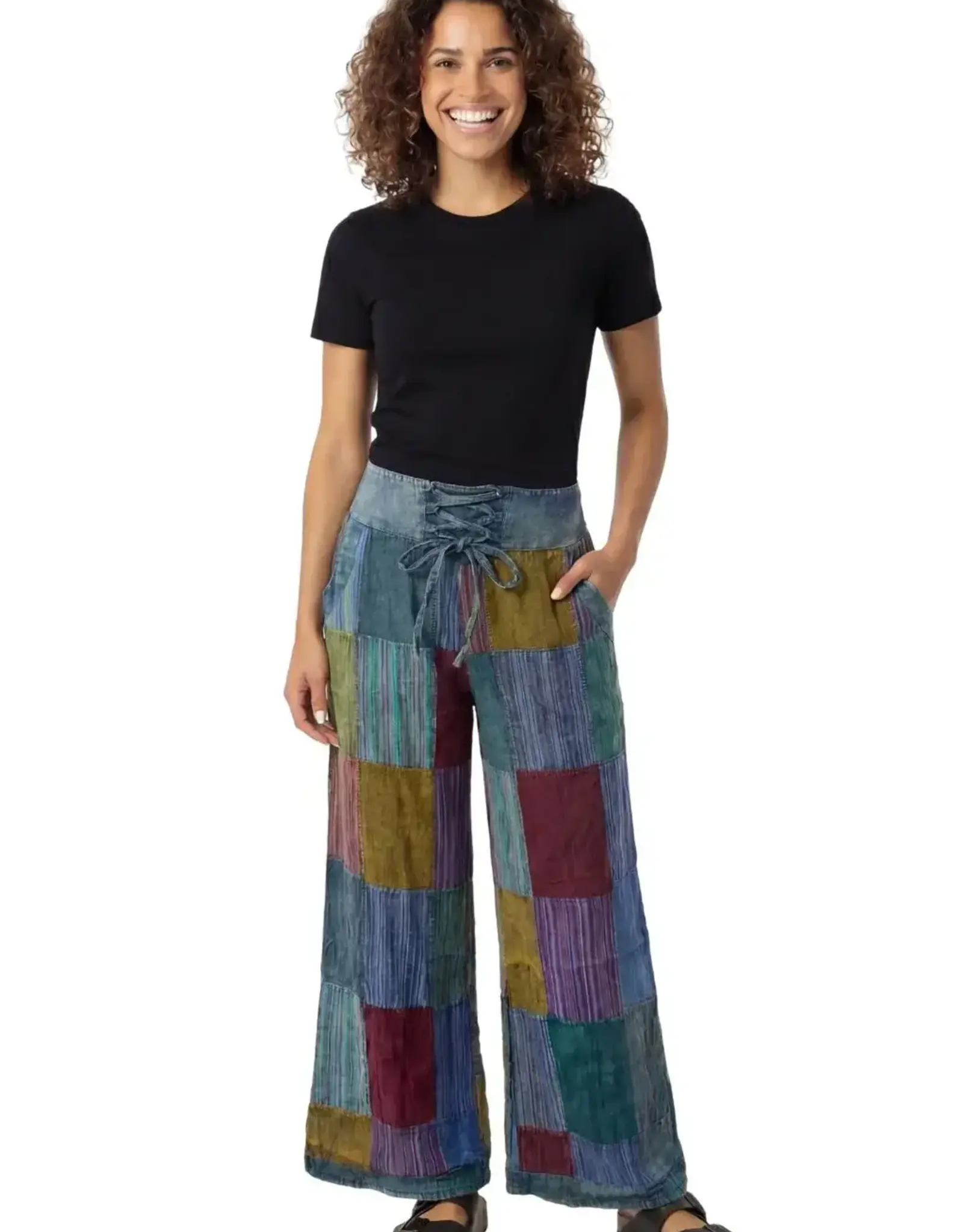 Nepal Pants Rastra Patchwork Teal -L