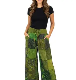 Nepal Pants Talia Patchwork Green M - Nepal