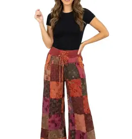 Nepal Pants Talia Patchwork Burgundy XL- Nepal