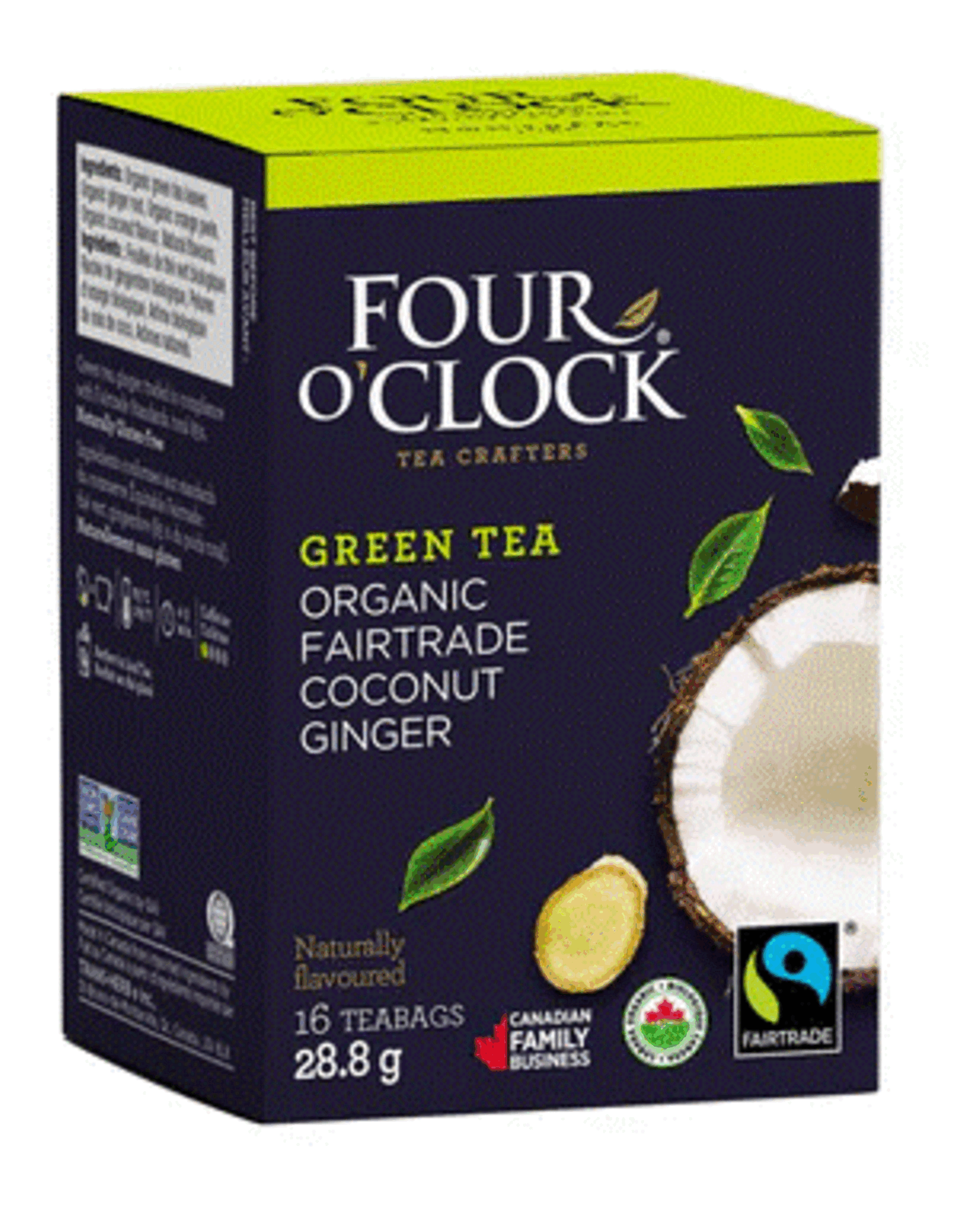 Canada Tea Coconut Ginger Green Tea Organic Fair Trade Four O'Clock