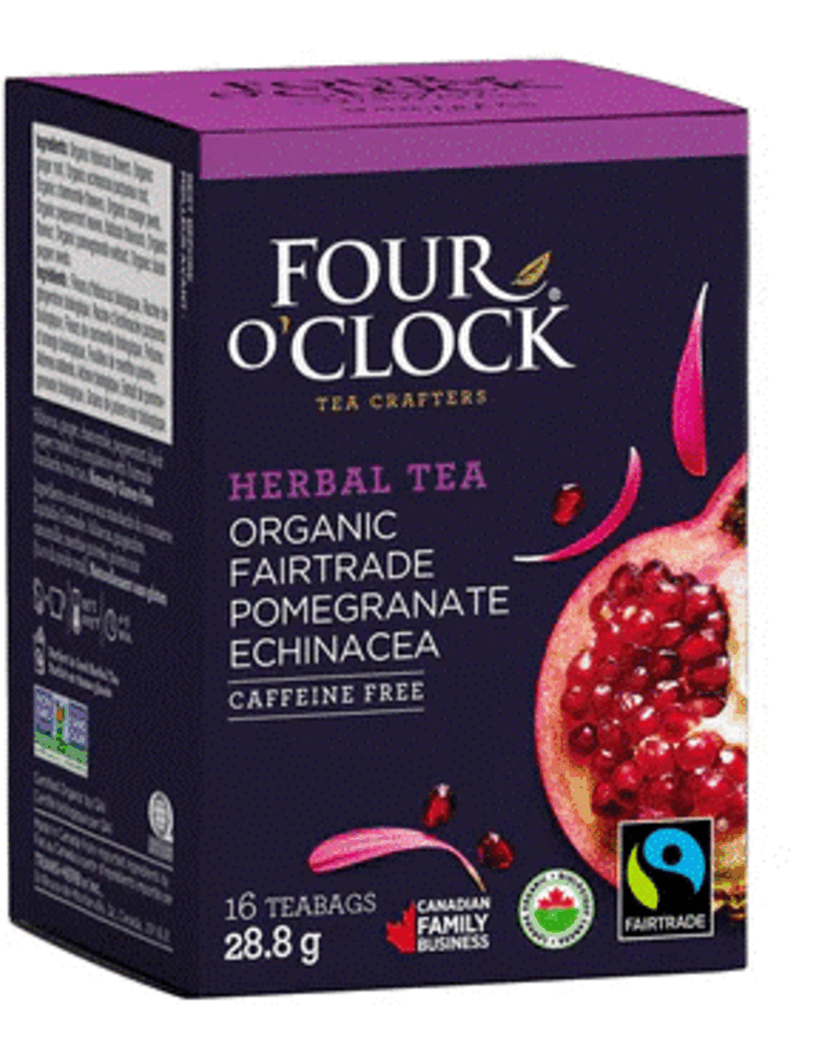 Canada Tea Pomegranate Echinacea Organic Fair Trade Four O'Clock