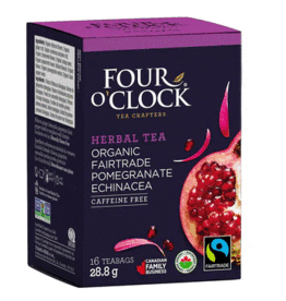 Canada Tea Pomegranate Echinacea Organic Fair Trade Four O'Clock