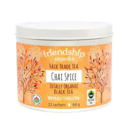 India Tea Chai Spice Black Sachets Tin Friendship Organics