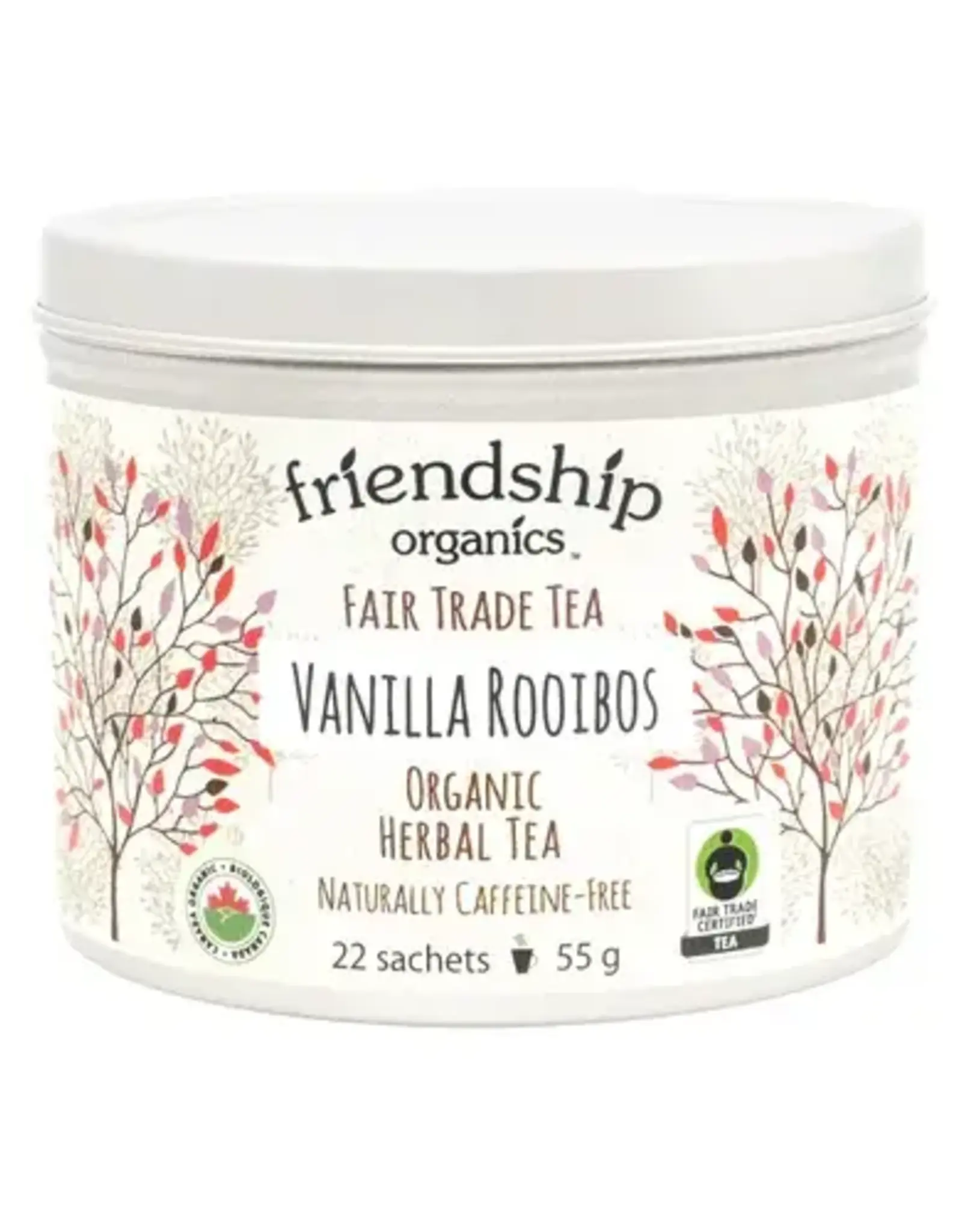 India Tea Vanilla Rooibos Sachets Tin Friendship Organics