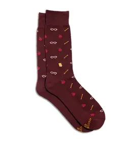India Socks That Give Books Red M - India