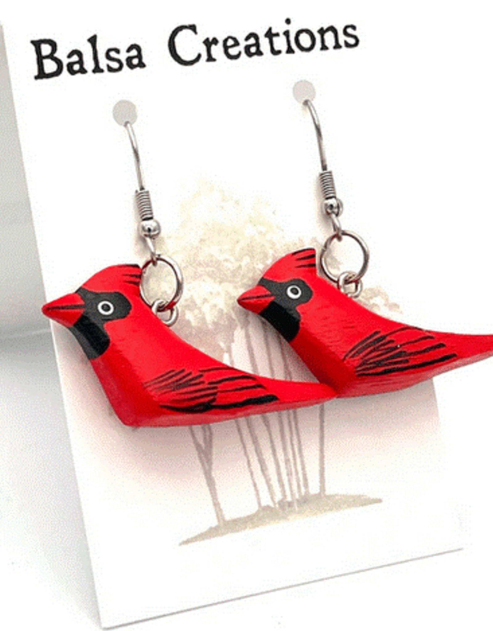 Nicaragua Earrings  Cardinal Balsa - Nicaragua