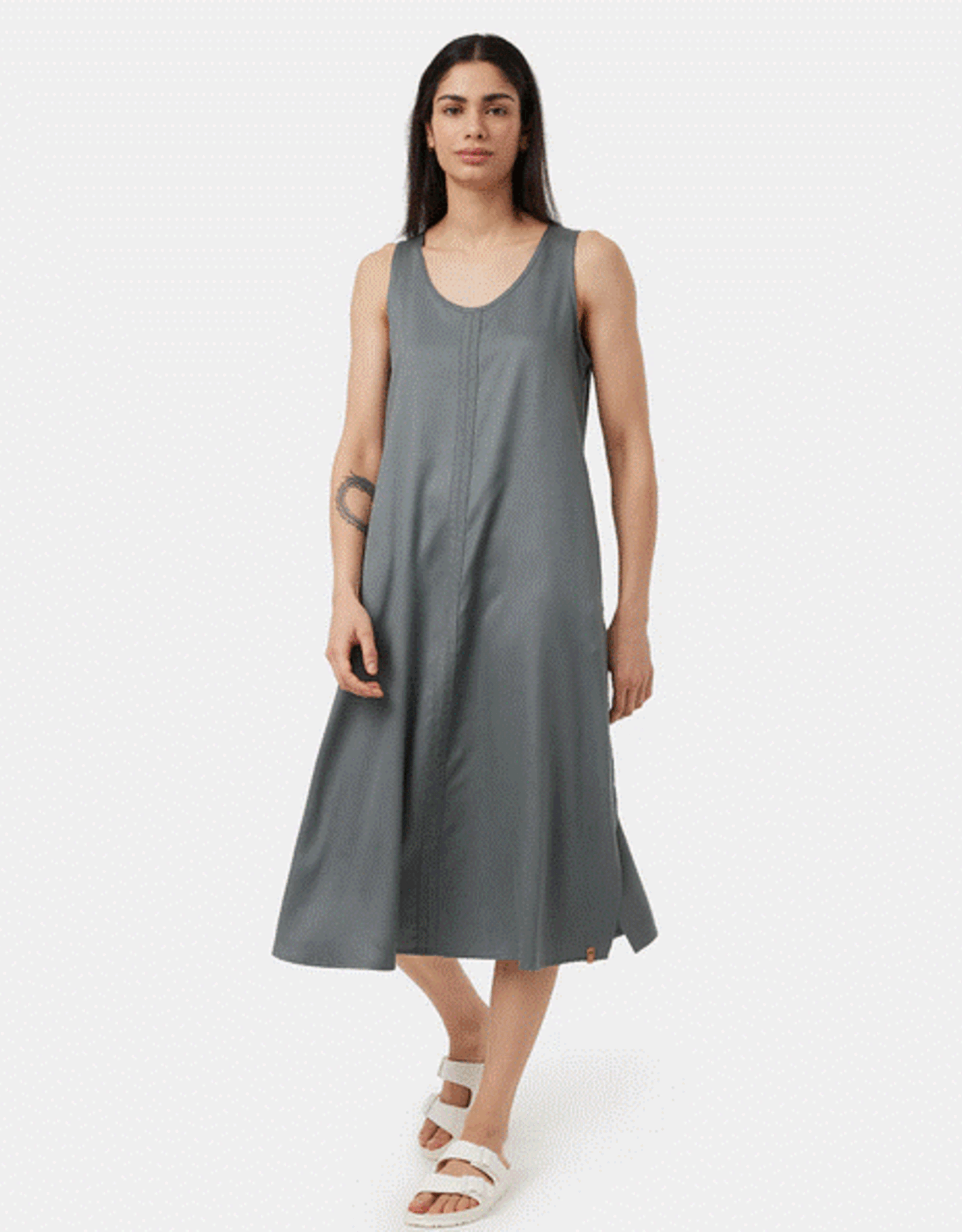 Canada Dress W Tencel Midi Light Urban Green Large