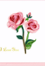Vietnam Quilling Card I Love You Lonh Stem Pink Roses - Vietnam
