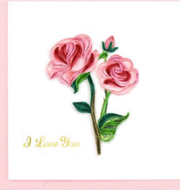 Vietnam Quilling Card I Love You Long Stem Pink Roses - Vietnam
