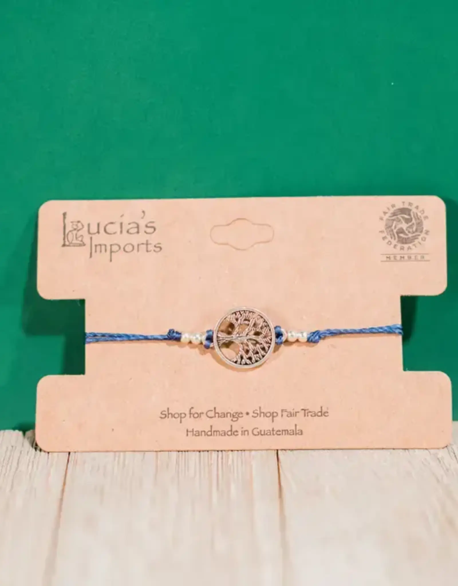 Guatemala Bracelet Tree of Life Charm Earth Navy - Gautemala