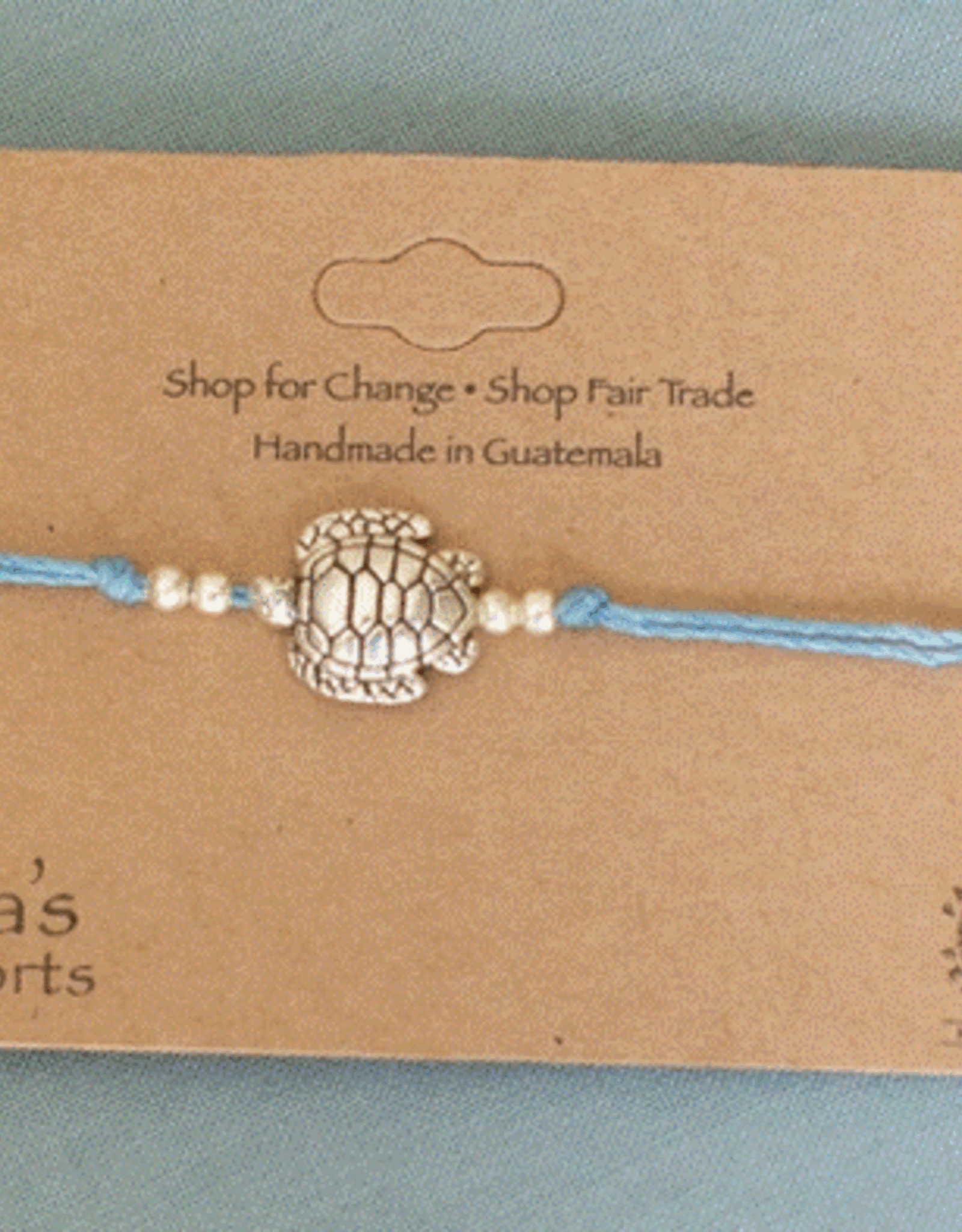 Guatemala Bracelet Turtle String Charm Pastel Teal - Gautemala