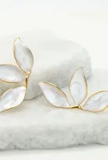 China Earrings Canopy Leaf  White Turquoise Gold Plate - China