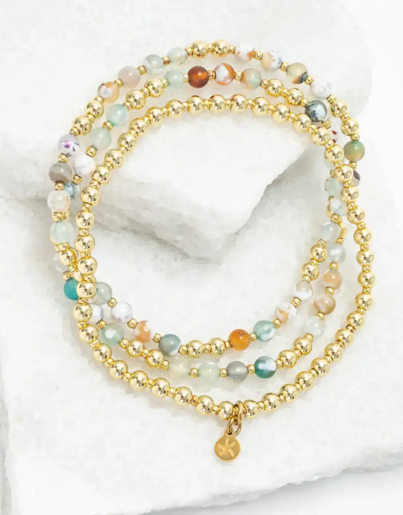 China Bracelet Light We Carry Set 14K Gold Plated with Agate - China
