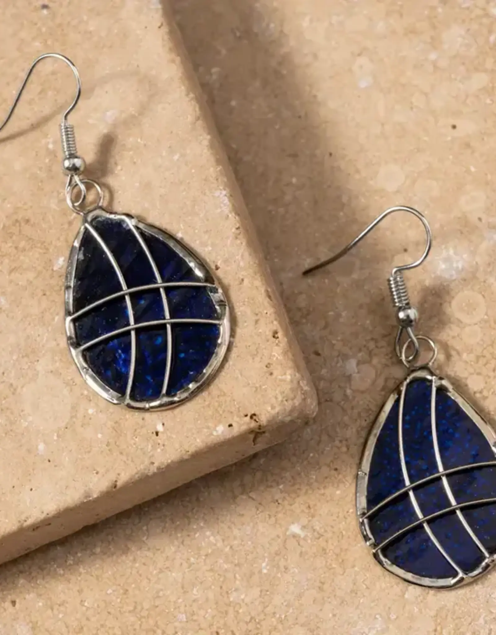 Philippines Earrings Habi Capiz Teardrop -Philippines