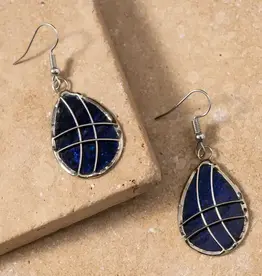 Philippines Earrings Habi Capiz Teardrop -Philippines