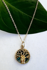 Indonesia Necklace  Abalone Tree of Life  Brass - Indonesia