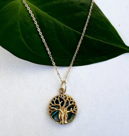Indonesia Necklace  Abalone Tree of Life  Brass - Indonesia