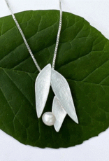 Indonesia Necklace Delicate Petal and Pearl Sterling Silver - Indonesia