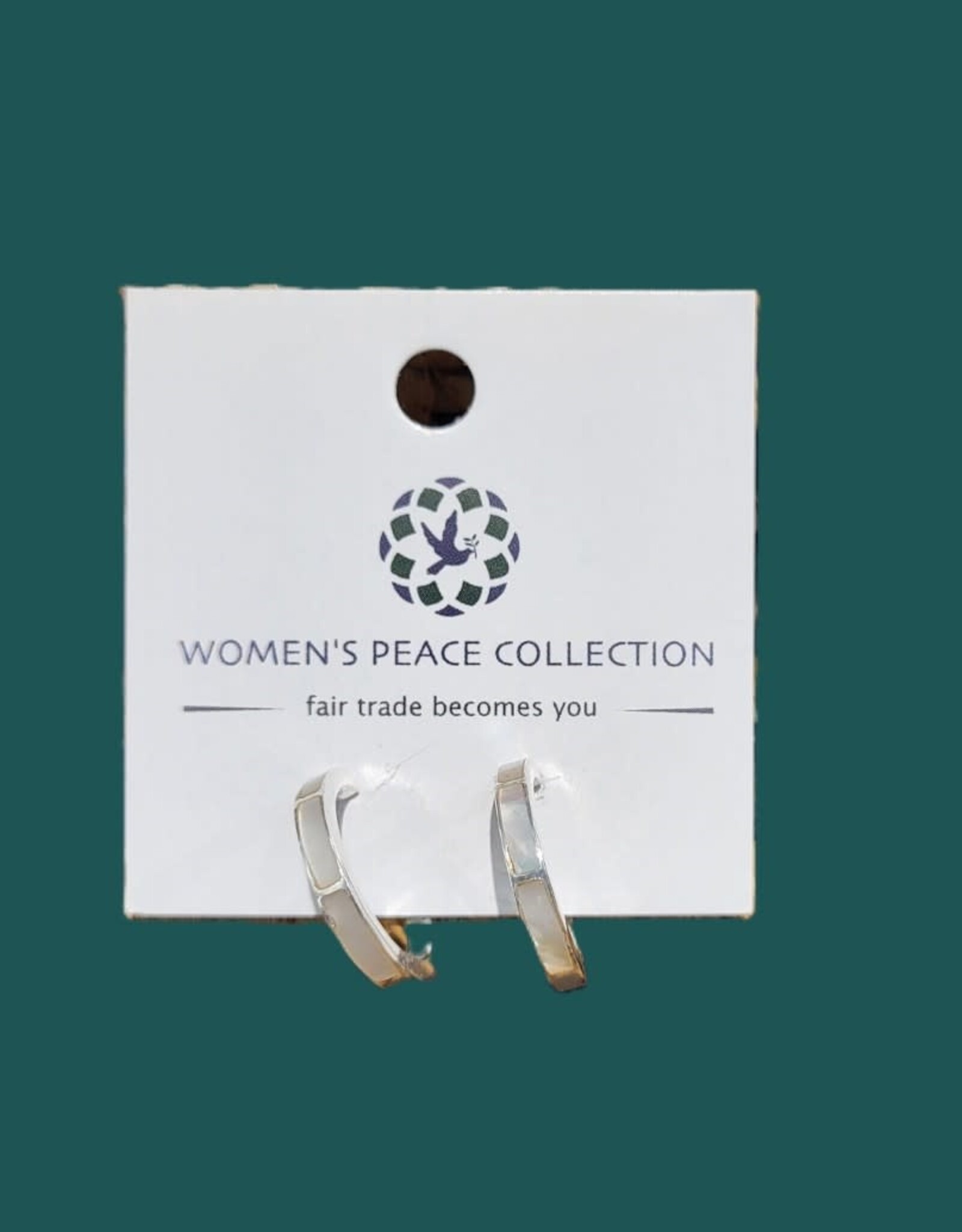 Indonesia Earrings Mother of Pearl Huggies Sterling Silver- Indonesia
