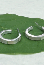 Indonesia Earrings Mother of Pearl Huggies Sterling Silver- Indonesia