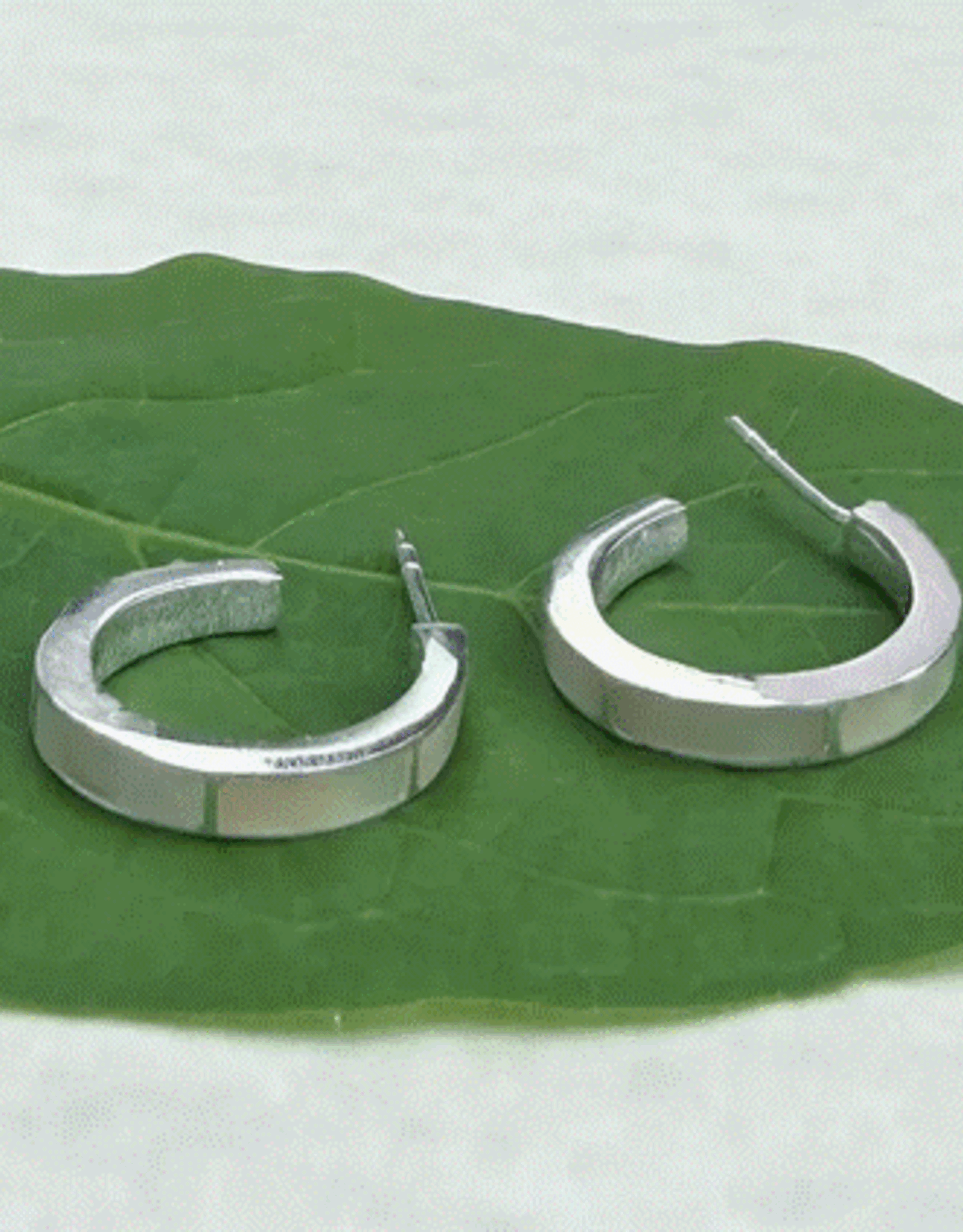 Indonesia Earrings Mother of Pearl Huggies Sterling Silver- Indonesia