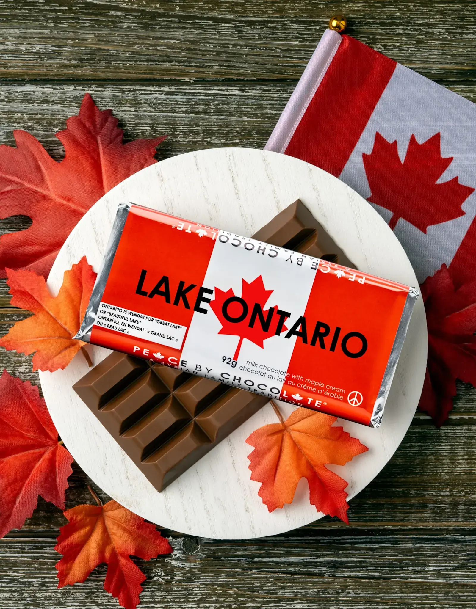 Canada Chocolate Lake Ontario Canada Bar 92g Milk Chocolate Maple Cream - Peace By Chocolate