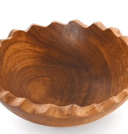 Kenya Bowl Ruffled Edge Olive Wood - Kenya