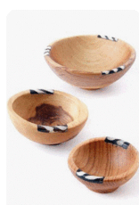 Kenya Bowls Wild Olive and Bone Small Set of 3 - Kenya