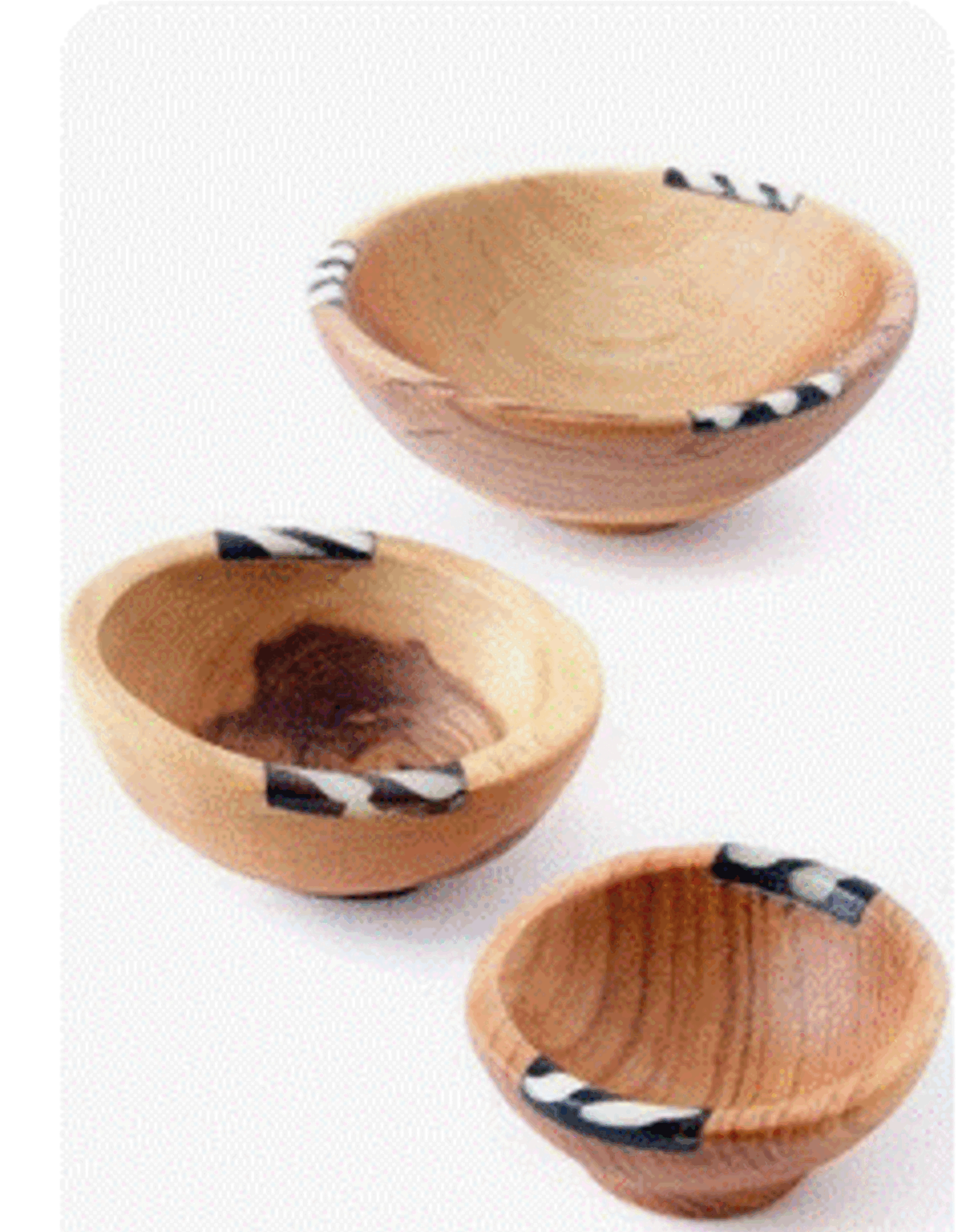 Kenya Bowls Wild Olive and Bone Small Set of 3 - Kenya