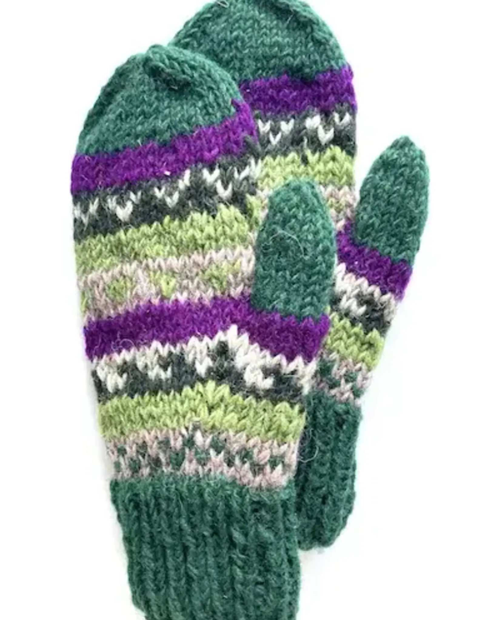 Nepal Mittens Lined Handknit Wool Multi Colour Design - Nepal
