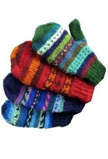 Nepal Mittens Lined Handknit Wool Multi Colour Design - Nepal
