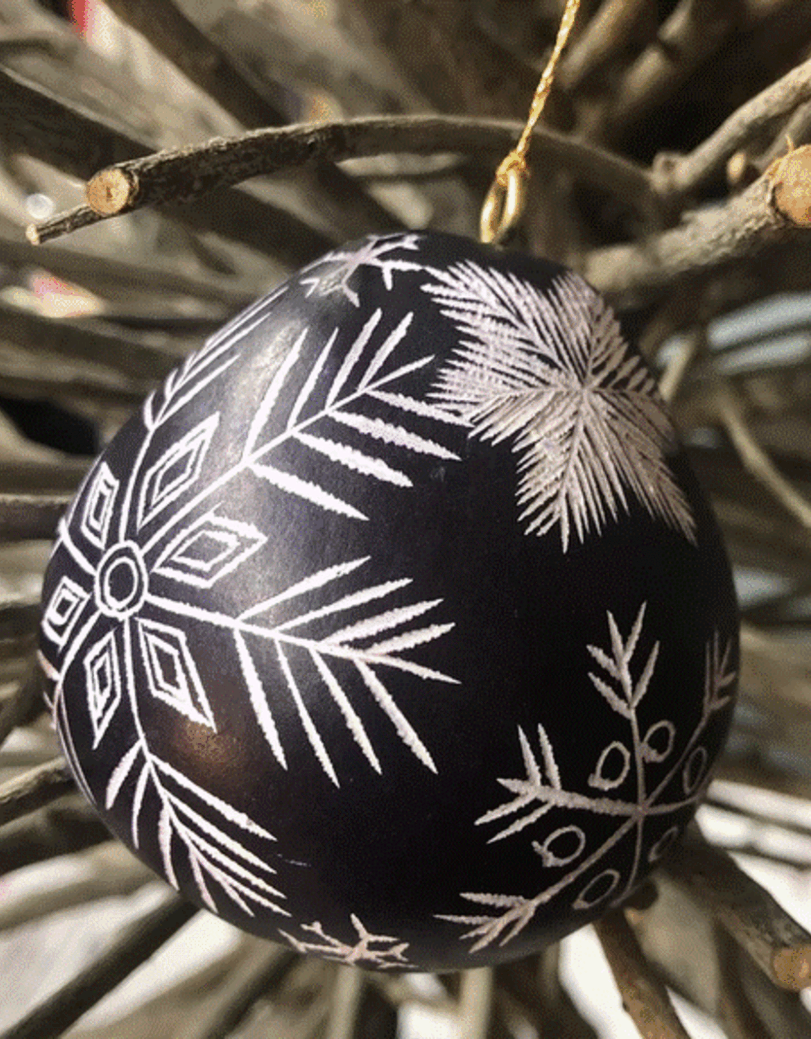 Peru Ornament Gourd Snowflake Black - Peru