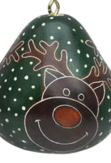 Peru Ornament Gourd Reindeer Green  - Peru