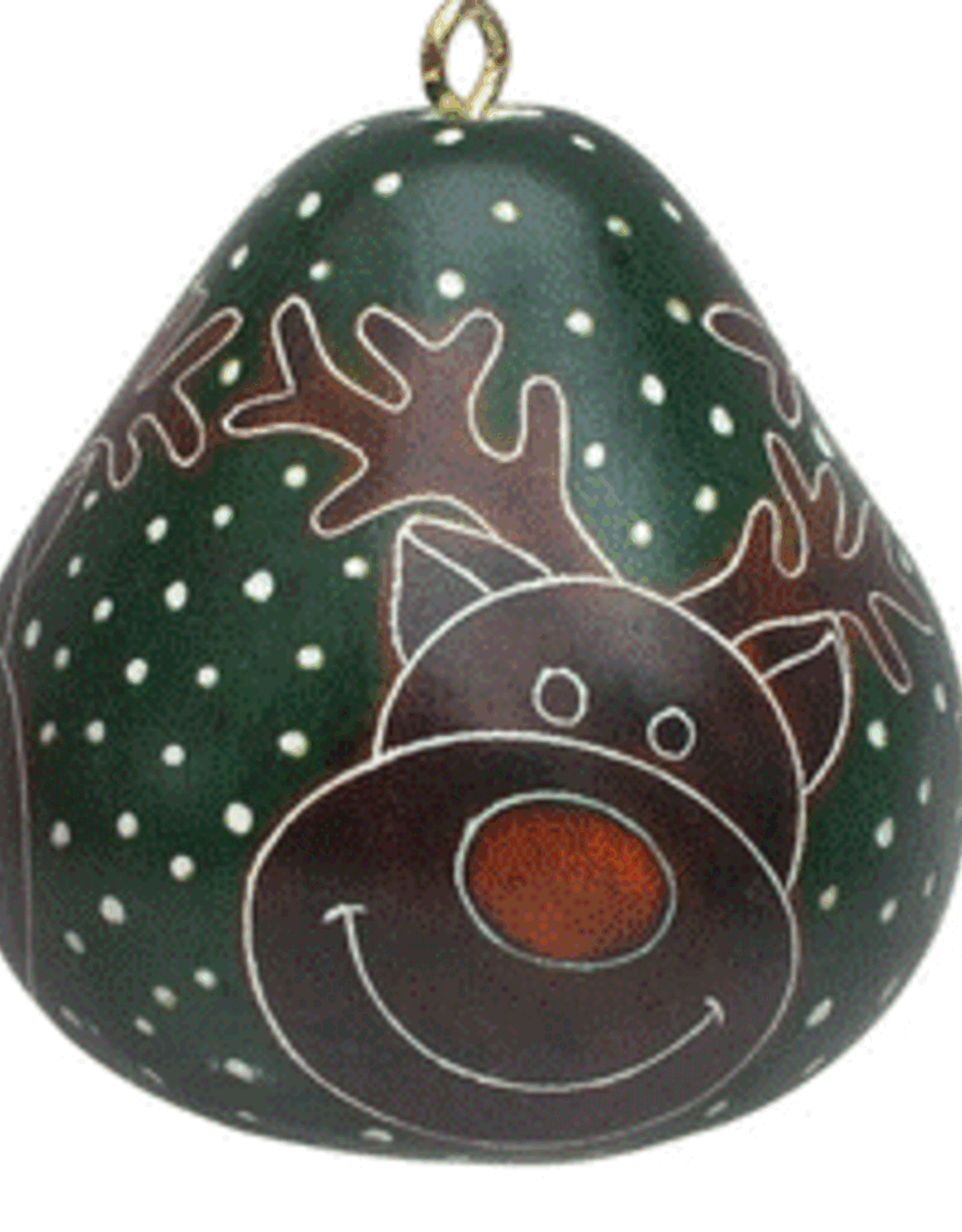 Peru Ornament Gourd Reindeer Green  - Peru