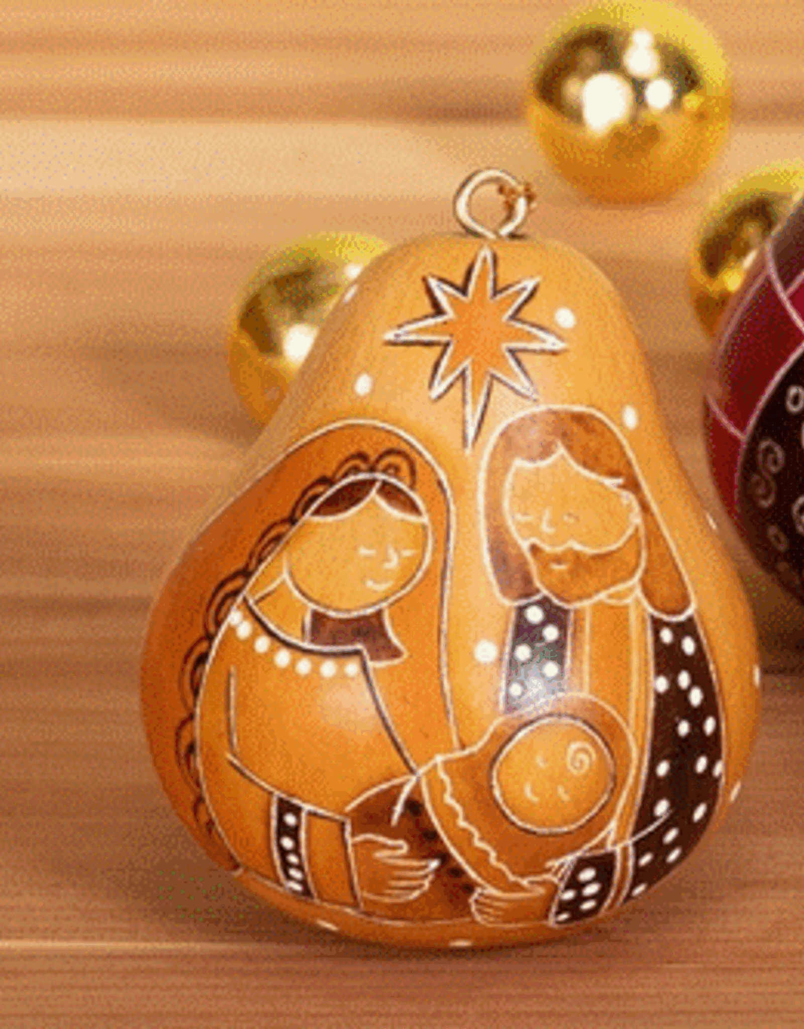 Peru Ornament Gourd Holy Family Gold - Peru