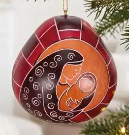 Peru Ornament Gourd Mother and Child Red - Peru