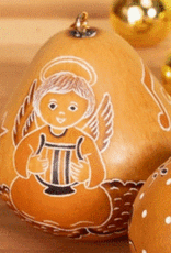 Peru Ornament Gourd Senior  Angel with Harp Hold - Peru