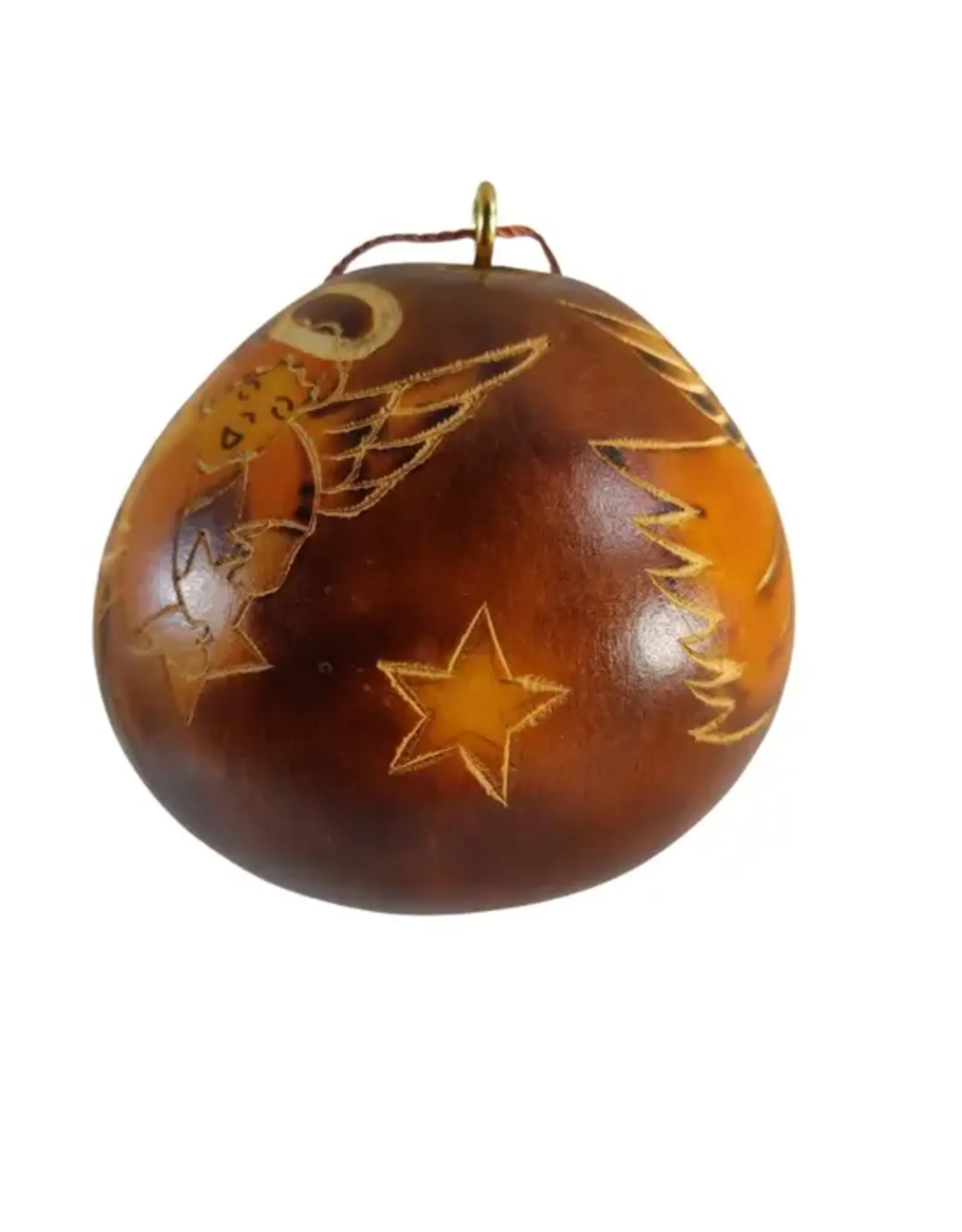 Peru Ornament Gourd Angel with Dove Brown - Peru